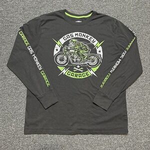 Gas Monkey Garage Grey Long Sleeve Shirt Skeleton‎ Biker Size L